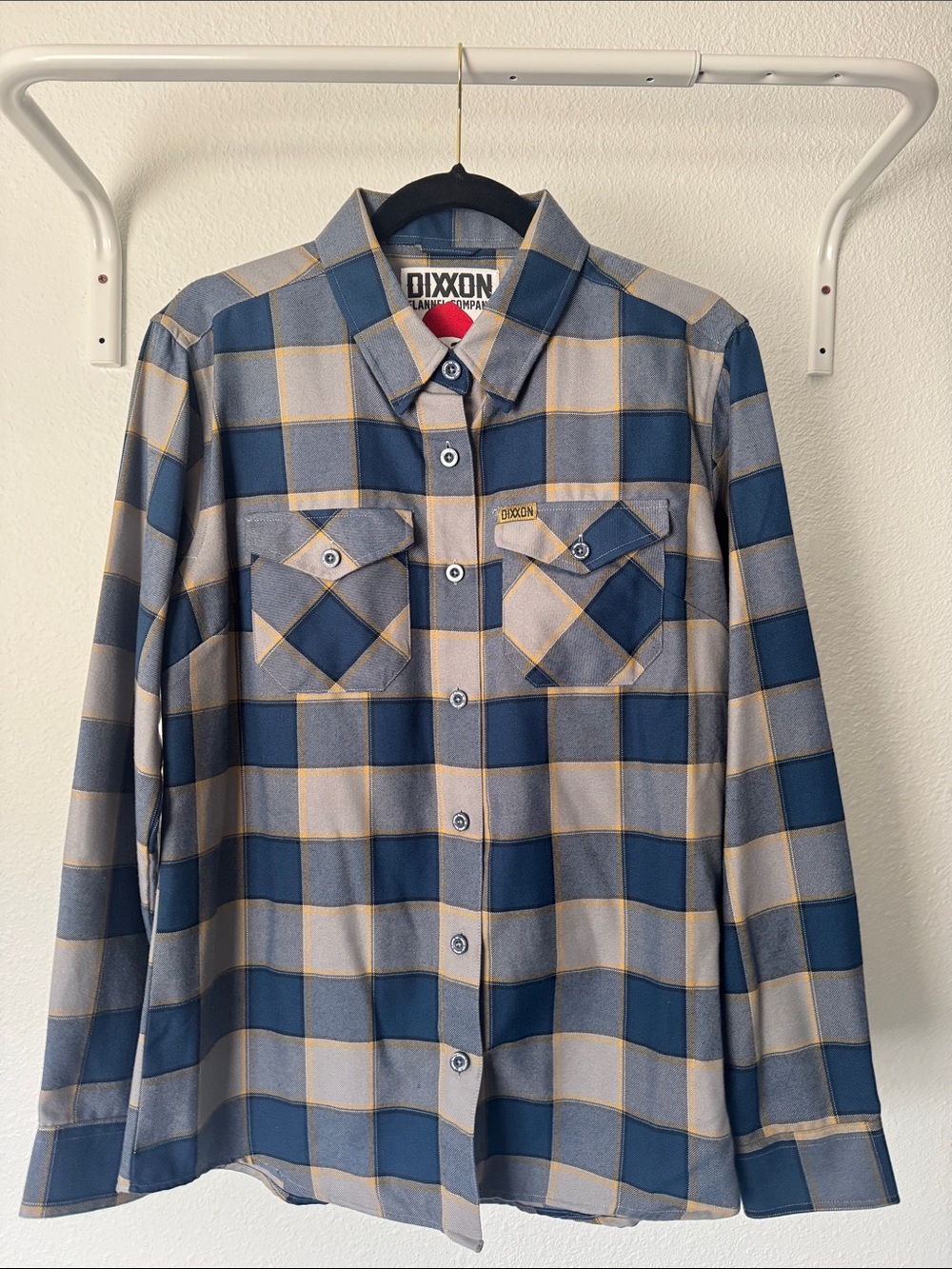 DIXXON Navy, Gray Plaid women's Button-Up Flannel Shirt